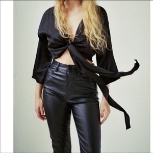 Urban Outfitters Nicole Satin Front Tie Top